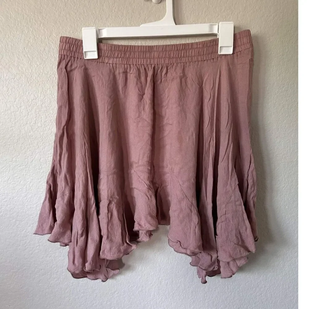 Intimately Free People Ruffle Skirt Dusty Rose Pink Large Boho Fairy Cottagecore